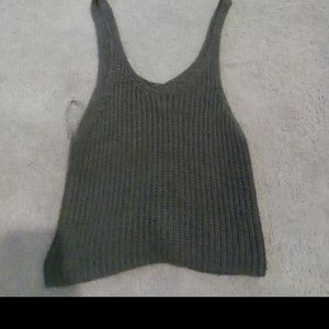 Army green knit tank top